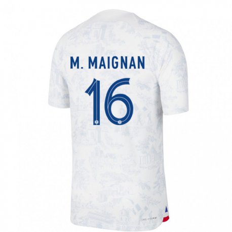 Kandiny Niño Camiseta Francia Mike Maignan #16 Blanco Azul 2ª Equipación 22-24 La Camisa Chile