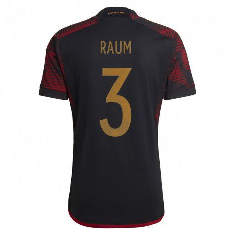 Kandiny Niño Camiseta Alemania David Raum #3 Granate Negro 2ª Equipación 22-24 La Camisa Chile