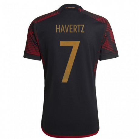 Kandiny Niño Camiseta Alemania Kai Havertz #7 Granate Negro 2ª Equipación 22-24 La Camisa Chile
