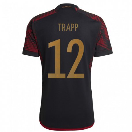 Kandiny Niño Camiseta Alemania Kevin Trapp #12 Granate Negro 2ª Equipación 22-24 La Camisa Chile