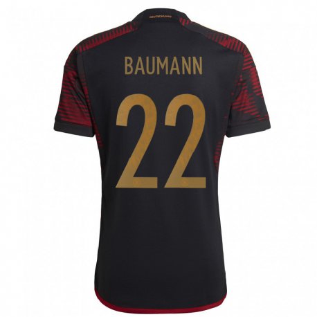 Kandiny Niño Camiseta Alemania Oliver Baumann #22 Granate Negro 2ª Equipación 22-24 La Camisa Chile
