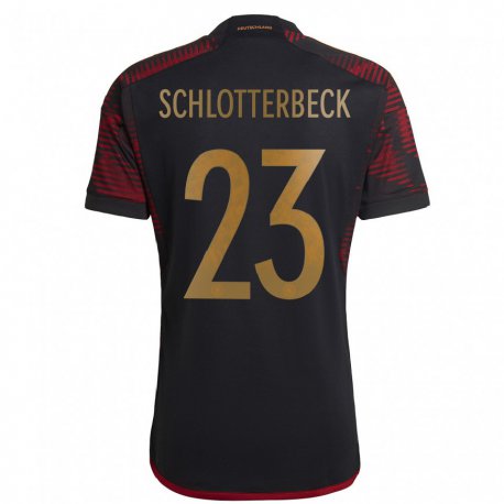 Kandiny Niño Camiseta Alemania Nico Schlotterbeck #23 Granate Negro 2ª Equipación 22-24 La Camisa Chile