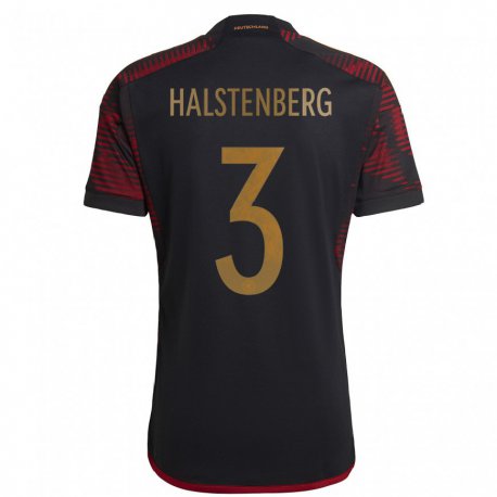Kandiny Niño Camiseta Alemania Marcel Halstenberg #3 Granate Negro 2ª Equipación 22-24 La Camisa Chile