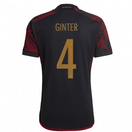 Kandiny Niño Camiseta Alemania Matthias Ginter #4 Granate Negro 2ª Equipación 22-24 La Camisa Chile