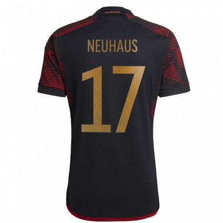 Kandiny Niño Camiseta Alemania Florian Neuhaus #17 Granate Negro 2ª Equipación 22-24 La Camisa Chile