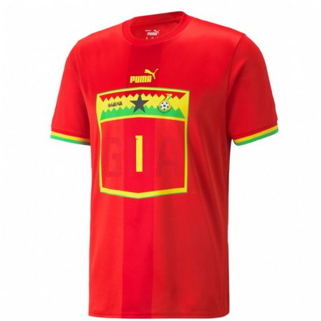 Kandiny Niño Camiseta Ghana Richard Ofori #1 Rojo 2ª Equipación 22-24 La Camisa Chile