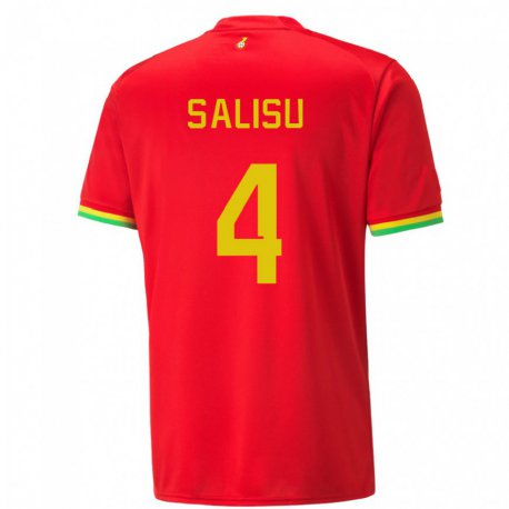 Kandiny Niño Camiseta Ghana Mohammed Salisu #4 Rojo 2ª Equipación 22-24 La Camisa Chile