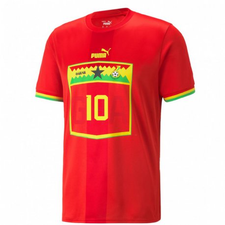 Kandiny Niño Camiseta Ghana Andre Ayew #10 Rojo 2ª Equipación 22-24 La Camisa Chile