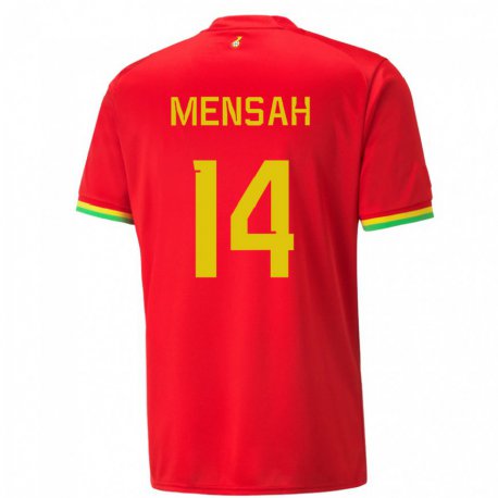 Kandiny Niño Camiseta Ghana Gideon Mensah #14 Rojo 2ª Equipación 22-24 La Camisa Chile