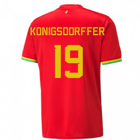 Kandiny Niño Camiseta Ghana Ransford-yeboah Konigsdorffer #19 Rojo 2ª Equipación 22-24 La Camisa Chile