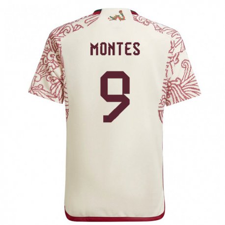 Kandiny Niño Camiseta México Cesar Montes #9 Maravilla Blanco Rojo 2ª Equipación 22-24 La Camisa Chile