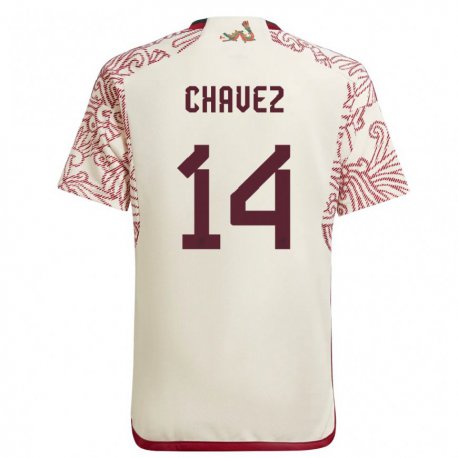 Kandiny Niño Camiseta México Luis Chavez #14 Maravilla Blanco Rojo 2ª Equipación 22-24 La Camisa Chile