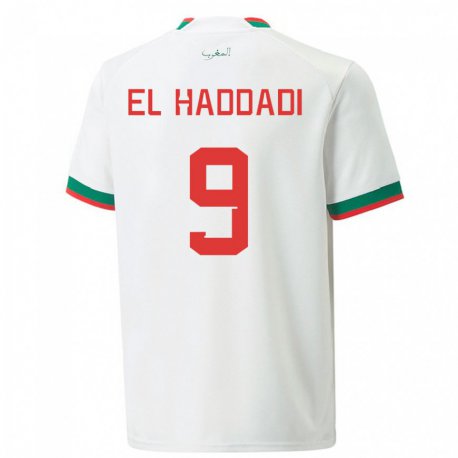Kandiny Niño Camiseta Marruecos Munir El Haddadi #9 Blanco 2ª Equipación 22-24 La Camisa Chile