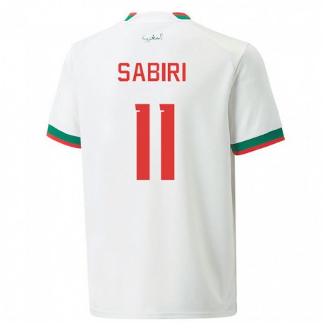 Kandiny Niño Camiseta Marruecos Abdelhamid Sabiri #11 Blanco 2ª Equipación 22-24 La Camisa Chile
