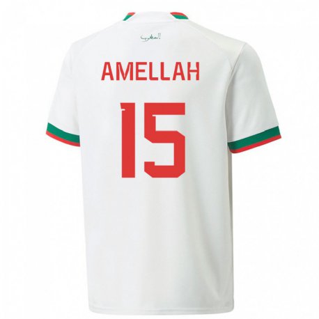 Kandiny Niño Camiseta Marruecos Selim Amellah #15 Blanco 2ª Equipación 22-24 La Camisa Chile