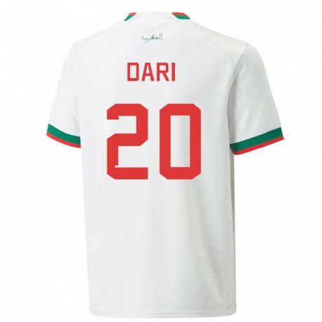Kandiny Niño Camiseta Marruecos Achraf Dari #20 Blanco 2ª Equipación 22-24 La Camisa Chile