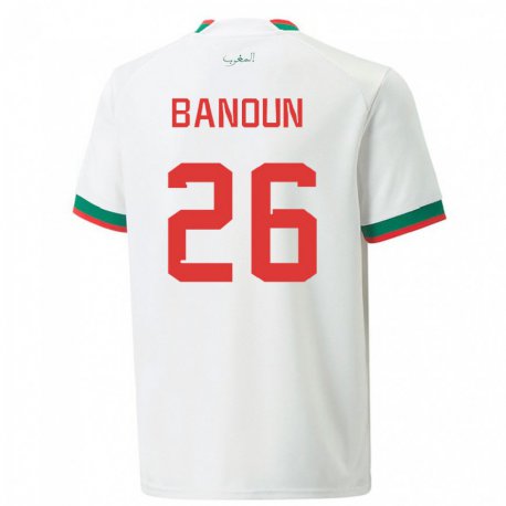 Kandiny Niño Camiseta Marruecos Badr Banoun #26 Blanco 2ª Equipación 22-24 La Camisa Chile