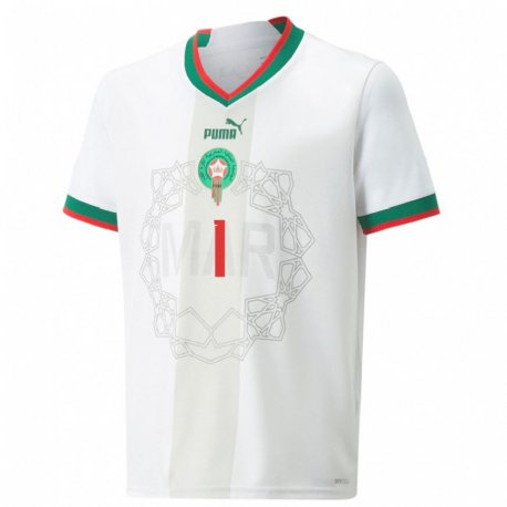 Kandiny Niño Camiseta Marruecos Bono #1 Blanco 2ª Equipación 22-24 La Camisa Chile
