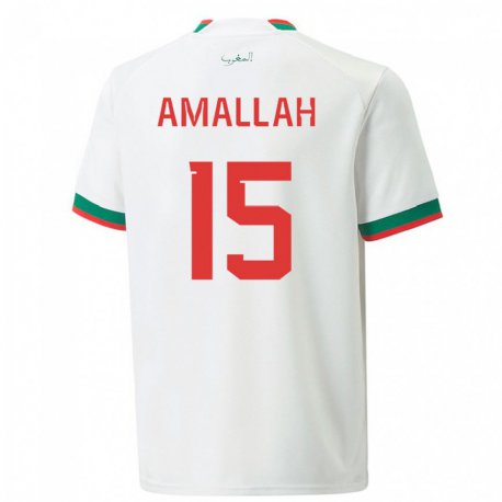 Kandiny Niño Camiseta Marruecos Selim Amallah #15 Blanco 2ª Equipación 22-24 La Camisa Chile