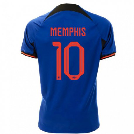 Kandiny Niño Camiseta Países Bajos Memphis Depay #10 Azul Real 2ª Equipación 22-24 La Camisa Chile