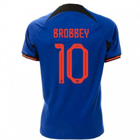 Kandiny Niño Camiseta Países Bajos Brian Brobbey #10 Azul Real 2ª Equipación 22-24 La Camisa Chile