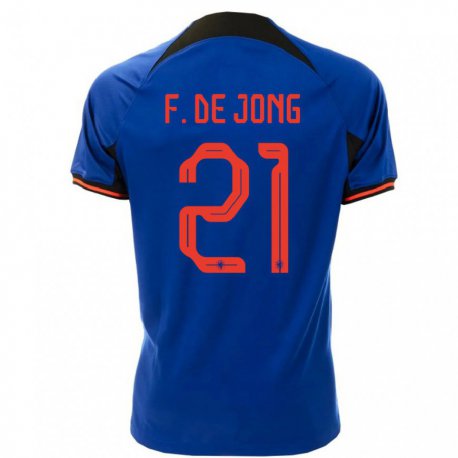 Kandiny Niño Camiseta Países Bajos Frenkie De Jong #21 Azul Real 2ª Equipación 22-24 La Camisa Chile