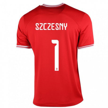 Kandiny Niño Camiseta Polonia Wojciech Szczesny #1 Rojo 2ª Equipación 22-24 La Camisa Chile