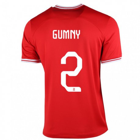 Kandiny Niño Camiseta Polonia Robert Gumny #2 Rojo 2ª Equipación 22-24 La Camisa Chile