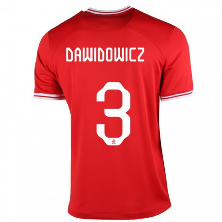 Kandiny Niño Camiseta Polonia Pawel Dawidowicz #3 Rojo 2ª Equipación 22-24 La Camisa Chile