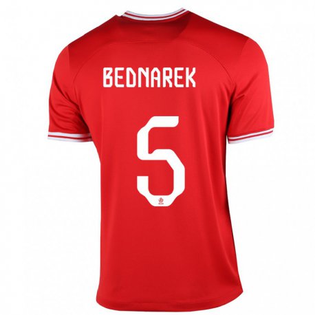 Kandiny Niño Camiseta Polonia Jan Bednarek #5 Rojo 2ª Equipación 22-24 La Camisa Chile
