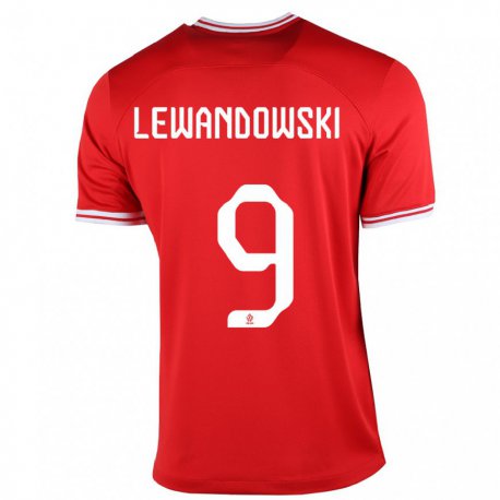 Kandiny Niño Camiseta Polonia Robert Lewandowski #9 Rojo 2ª Equipación 22-24 La Camisa Chile