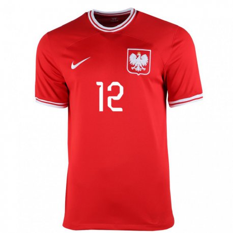 Kandiny Niño Camiseta Polonia Lukasz Skorupski #12 Rojo 2ª Equipación 22-24 La Camisa Chile