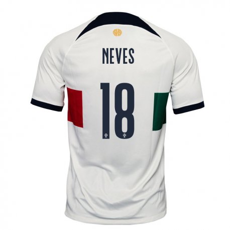 Kandiny Niño Camiseta Portugal Ruben Neves #18 Blanco 2ª Equipación 22-24 La Camisa Chile