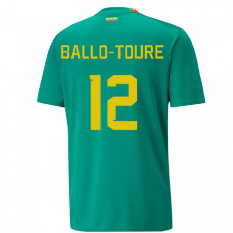 Kandiny Niño Camiseta Senegal Fode Ballo-toure #12 Verde 2ª Equipación 22-24 La Camisa Chile