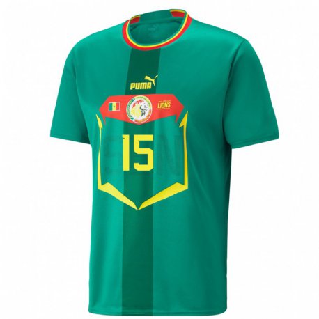 Kandiny Niño Camiseta Senegal Krepin Diatta #15 Verde 2ª Equipación 22-24 La Camisa Chile