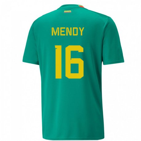 Kandiny Niño Camiseta Senegal Edouard Mendy #16 Verde 2ª Equipación 22-24 La Camisa Chile
