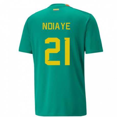 Kandiny Niño Camiseta Senegal Iliman Ndiaye #21 Verde 2ª Equipación 22-24 La Camisa Chile