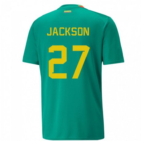 Kandiny Niño Camiseta Senegal Nicolas Jackson #27 Verde 2ª Equipación 22-24 La Camisa Chile
