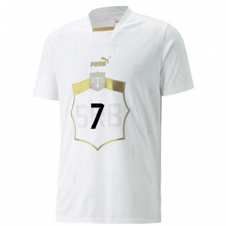Kandiny Niño Camiseta Serbia Nemanja Radonjic #7 Blanco 2ª Equipación 22-24 La Camisa Chile