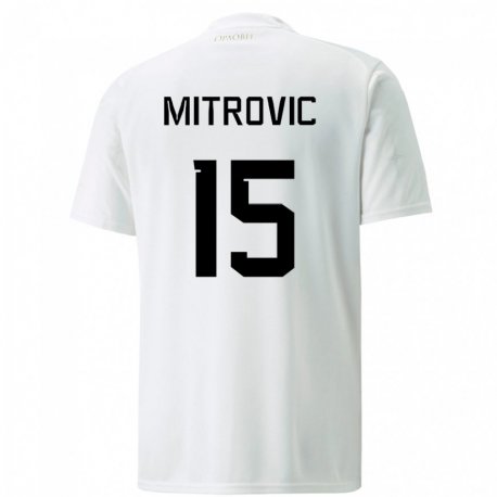 Kandiny Niño Camiseta Serbia Stefan Mitrovic #15 Blanco 2ª Equipación 22-24 La Camisa Chile