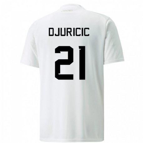 Kandiny Niño Camiseta Serbia Filip Djuricic #21 Blanco 2ª Equipación 22-24 La Camisa Chile