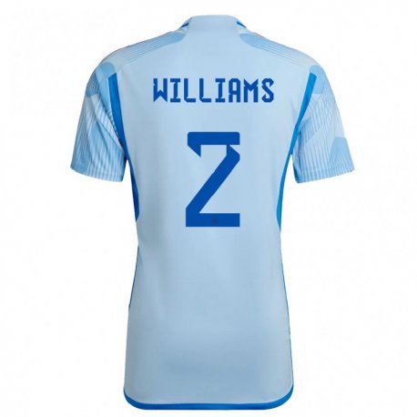 Kandiny Niño Camiseta España Nico Williams #2 Cielo Azul 2ª Equipación 22-24 La Camisa Chile