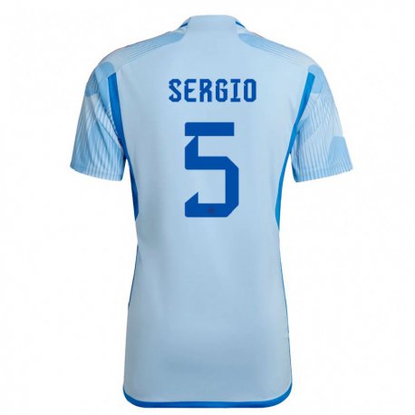 Kandiny Niño Camiseta España Sergio Busquets #5 Cielo Azul 2ª Equipación 22-24 La Camisa Chile