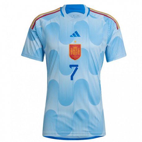 Kandiny Niño Camiseta España Alvaro Morata #7 Cielo Azul 2ª Equipación 22-24 La Camisa Chile