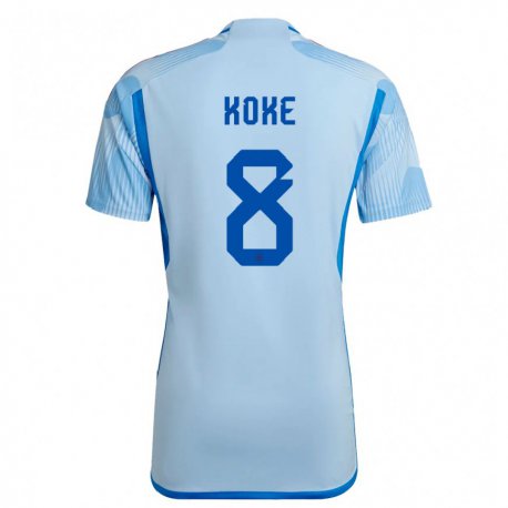 Kandiny Niño Camiseta España Koke #8 Cielo Azul 2ª Equipación 22-24 La Camisa Chile