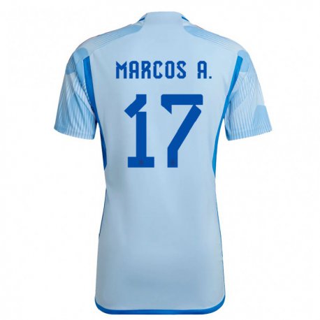 Kandiny Niño Camiseta España Marcos Alonso #17 Cielo Azul 2ª Equipación 22-24 La Camisa Chile