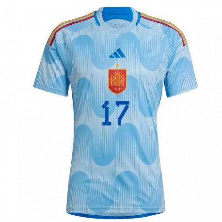 Kandiny Niño Camiseta España Marcos Alonso #17 Cielo Azul 2ª Equipación 22-24 La Camisa Chile