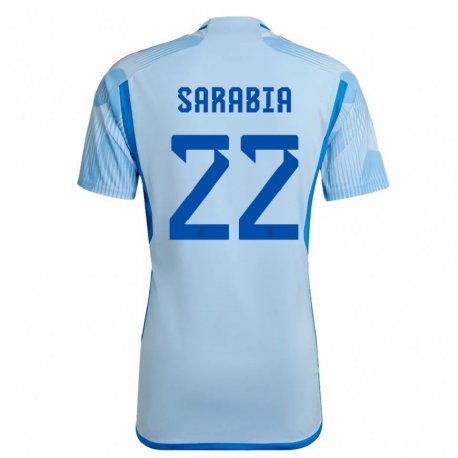 Kandiny Niño Camiseta España Pablo Sarabia #22 Cielo Azul 2ª Equipación 22-24 La Camisa Chile
