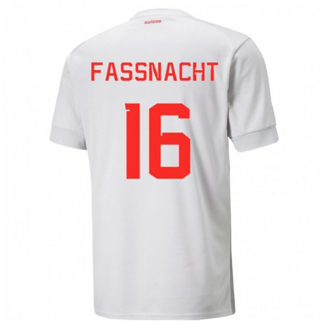 Kandiny Niño Camiseta Suiza Christian Fassnacht #16 Blanco 2ª Equipación 22-24 La Camisa Chile
