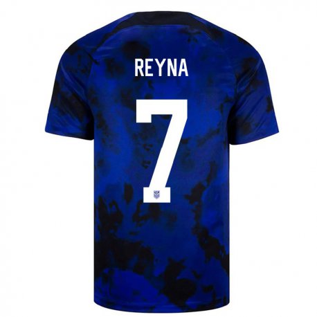 Kandiny Niño Camiseta Estados Unidos Giovanni Reyna #7 Azul Real 2ª Equipación 22-24 La Camisa Chile